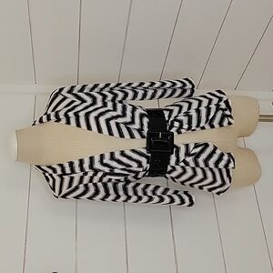 BON WORTH medium black white silver cardigan sweater light-weight